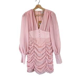 Seven Wonders Women Everly Mini Dress Small Long Sleeve Ruched Coquette Pink